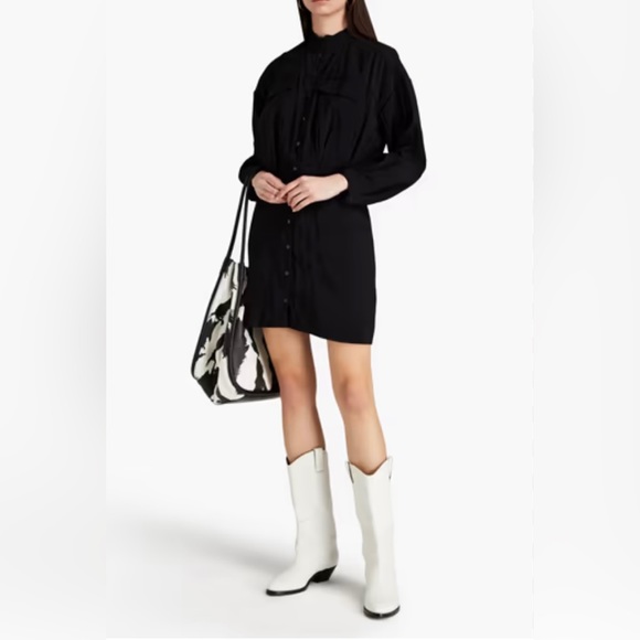 NWT🌟 Ba&sh Black Button Mini Dolman Sleeve Dress - Picture 1 of 5